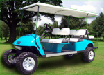 Capistrano Golf Cars Light Blue Limo Golf Car 6 Passenger Lifted
